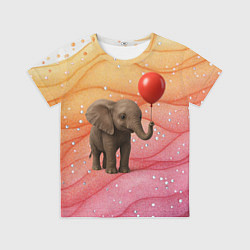 Футболка детская Слоненок с красным воздушным шариком, цвет: 3D-принт