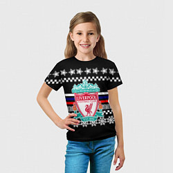 Футболка детская Ливерпуль текстура триколор зима, цвет: 3D-принт — фото 2