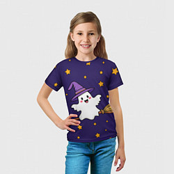 Футболка детская Хэллоуин, привидение на метле, цвет: 3D-принт — фото 2