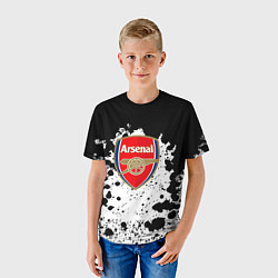 Футболка детская Арсенал черно белые краски, цвет: 3D-принт — фото 2