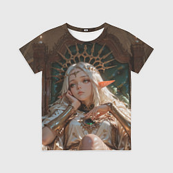 Футболка детская Беловолосая королева эльфов на троне, цвет: 3D-принт