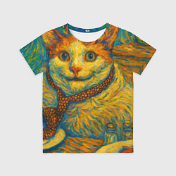 Детская футболка Кот-мем бу в стиле Ван Гога