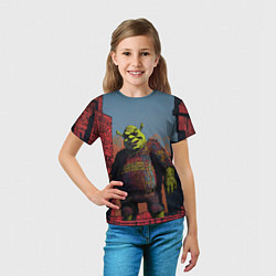 Футболка детская Шрек из кубиков, цвет: 3D-принт — фото 2