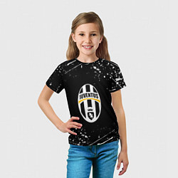 Футболка детская Juventus белые краски всплеск, цвет: 3D-принт — фото 2