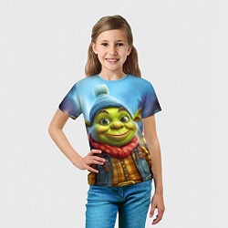 Футболка детская Милый Шрек зимой, цвет: 3D-принт — фото 2