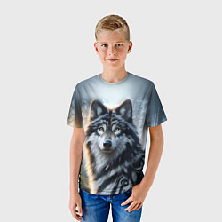 Футболка детская Морда волка - Россия, цвет: 3D-принт — фото 2