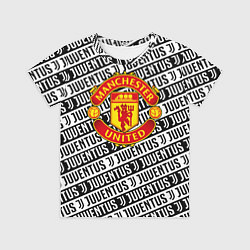 Футболка детская Манчестер Юнайтед x ювентус паттерн, цвет: 3D-принт