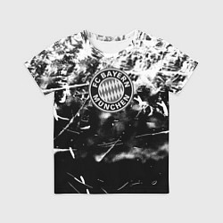 Футболка детская Bayern Mnchen черно белая бумага, цвет: 3D-принт