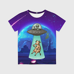 Футболка детская Инопланетяне похищают корову, цвет: 3D-принт
