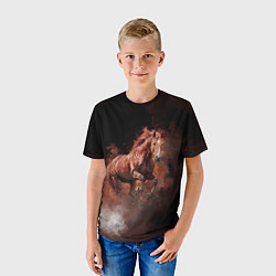Футболка детская Коричневая лошадь в прыжке, цвет: 3D-принт — фото 2