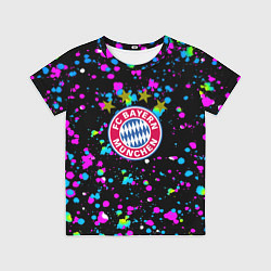 Футболка детская Бавария Мюнхен краски неон, цвет: 3D-принт