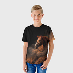 Футболка детская Лошадь из землянной бури, цвет: 3D-принт — фото 2