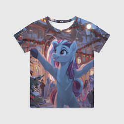 Детская футболка Лошадка наслаждается новым годом