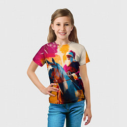 Футболка детская Дед Мороз на коне, цвет: 3D-принт — фото 2