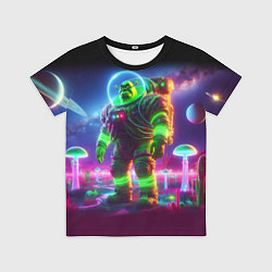 Футболка детская Космонавт Шрук в неоновом скафандре на загадочной, цвет: 3D-принт
