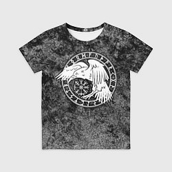 Футболка детская Ворон в круге рун и компас вегвизир, цвет: 3D-принт