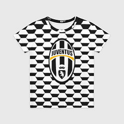 Футболка детская Juventus геометрия черно белая, цвет: 3D-принт