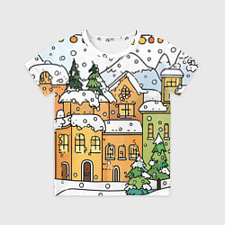 Футболка детская Новогодний снегопад, цвет: 3D-принт