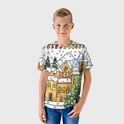 Футболка детская Новогодний снегопад, цвет: 3D-принт — фото 2