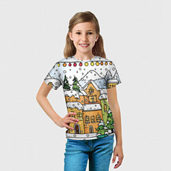 Футболка детская Новогодний снегопад, цвет: 3D-принт — фото 2