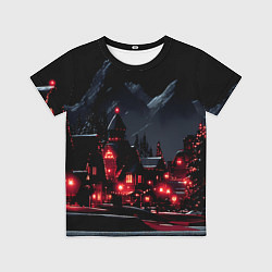 Футболка детская Новогодняя ночь и красные гирлянды, цвет: 3D-принт