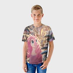 Футболка детская Удивленная лошадка - Новый год, цвет: 3D-принт — фото 2