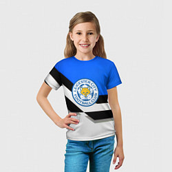 Футболка детская Лестер сити геометрия полосы, цвет: 3D-принт — фото 2