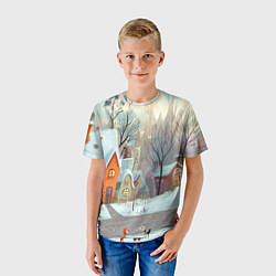 Футболка детская Милый новогодний дворик, цвет: 3D-принт — фото 2