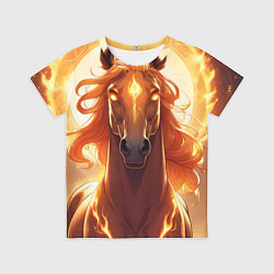 Детская футболка Огненная лошадь в свечении