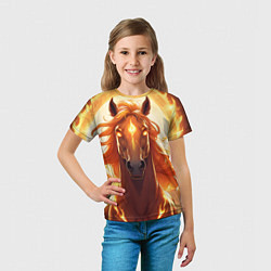 Футболка детская Огненная лошадь в свечении, цвет: 3D-принт — фото 2