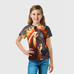 Футболка детская Загадочная огненная лошадь, цвет: 3D-принт — фото 2