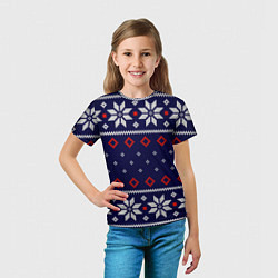 Футболка детская Вязаный новогодний узор, цвет: 3D-принт — фото 2