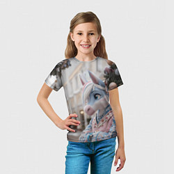 Футболка детская Новогодняя лошадка у елки, цвет: 3D-принт — фото 2