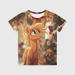 Футболка детская Милая лошадка любуется елкой, цвет: 3D-принт