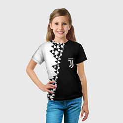 Футболка детская Juventus черно белая геометрия текстура, цвет: 3D-принт — фото 2