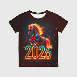 Футболка детская Светящаяся лошадь 2026, цвет: 3D-принт