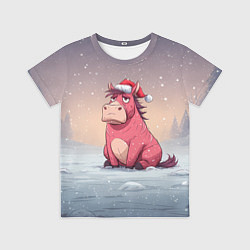 Футболка детская Розовая новогодняя лошадка, цвет: 3D-принт