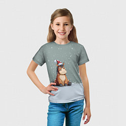 Футболка детская Лошадка на фоне снегопада, цвет: 3D-принт — фото 2