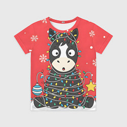 Детская футболка Лошадка в новогодних огоньках