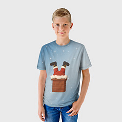 Футболка детская Санта торчит из трубы, цвет: 3D-принт — фото 2