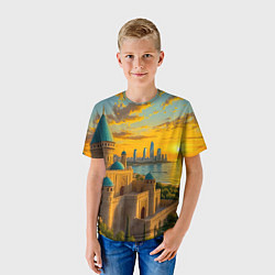 Футболка детская Баку сплетение эпох на закате, цвет: 3D-принт — фото 2