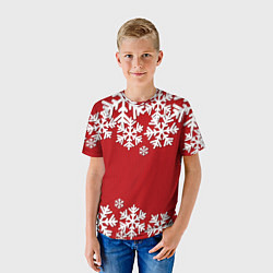 Футболка детская Снежинки, цвет: 3D-принт — фото 2