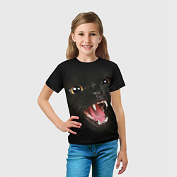 Футболка детская Черный кот, цвет: 3D-принт — фото 2