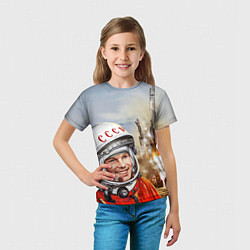 Футболка детская Гагарин взлетает, цвет: 3D-принт — фото 2
