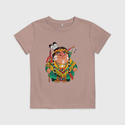 Футболка хлопковая детская Забавные Индейцы 10, цвет: пыльно-розовый