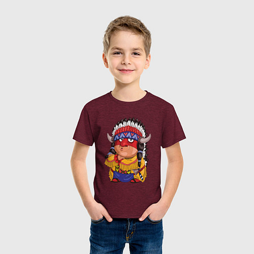 Детская футболка Забавные Индейцы 11 / Меланж-бордовый – фото 3