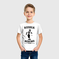 Футболка хлопковая детская Russia Boxing Team, цвет: белый — фото 2