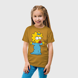 Футболка хлопковая детская Maggie Simpson, цвет: горчичный — фото 2