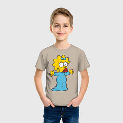 Футболка хлопковая детская Maggie Simpson, цвет: миндальный — фото 2