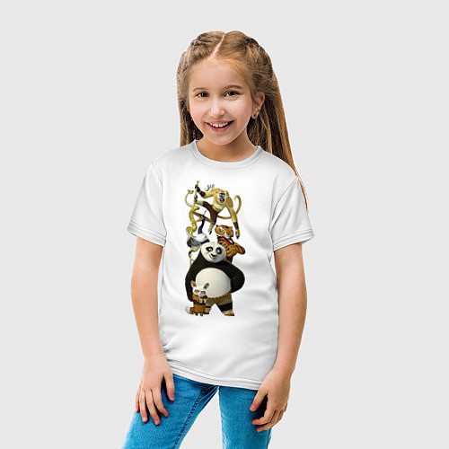 Детская футболка Панда с друзьями / Белый – фото 4